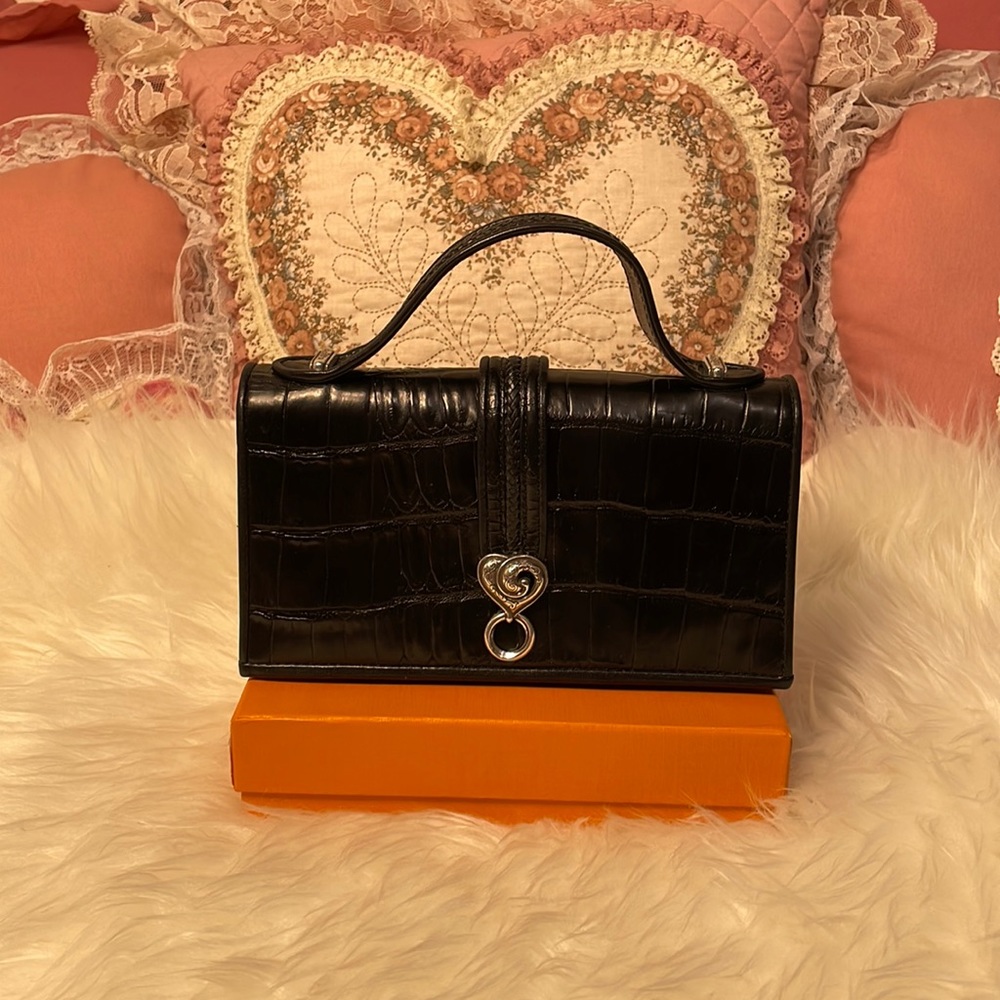 Brighton mini leather hand or crossbody bag black